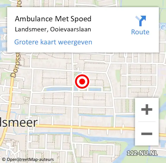 Locatie op kaart van de 112 melding: Ambulance Met Spoed Naar Landsmeer, Ooievaarslaan op 12 september 2021 08:54