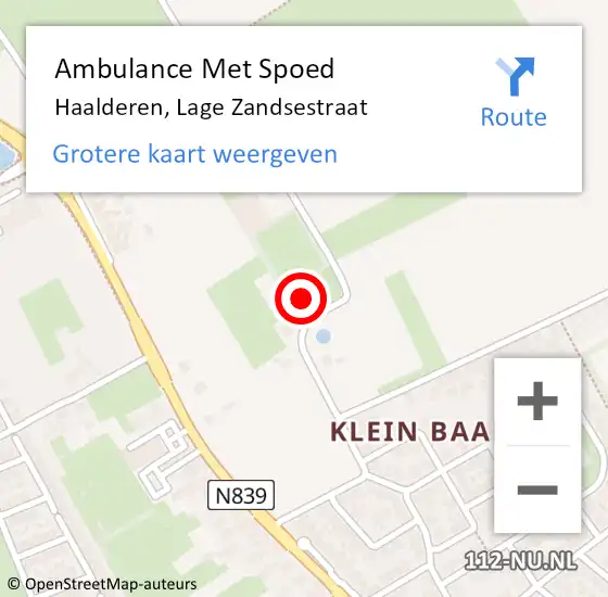 Locatie op kaart van de 112 melding: Ambulance Met Spoed Naar Haalderen, Lage Zandsestraat op 12 september 2021 09:18