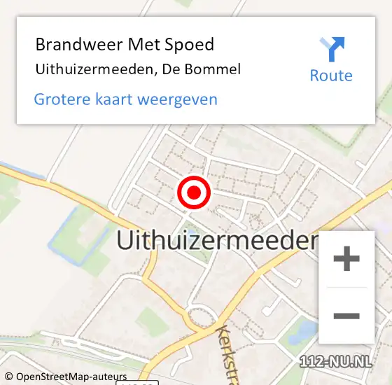 Locatie op kaart van de 112 melding: Brandweer Met Spoed Naar Uithuizermeeden, De Bommel op 12 september 2021 10:27