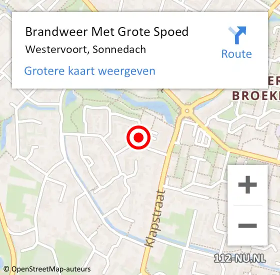 Locatie op kaart van de 112 melding: Brandweer Met Grote Spoed Naar Westervoort, Sonnedach op 12 september 2021 10:43