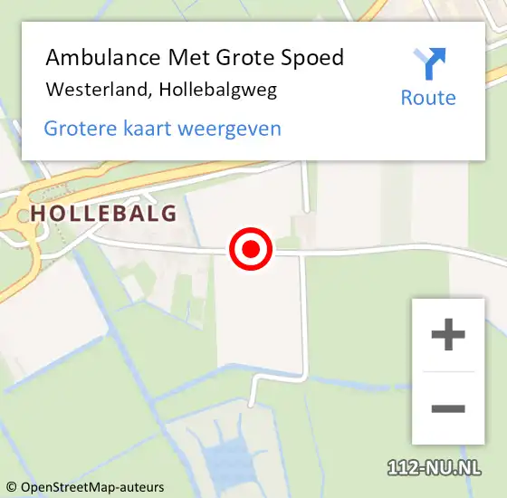 Locatie op kaart van de 112 melding: Ambulance Met Grote Spoed Naar Westerland, Hollebalgweg op 12 september 2021 11:00