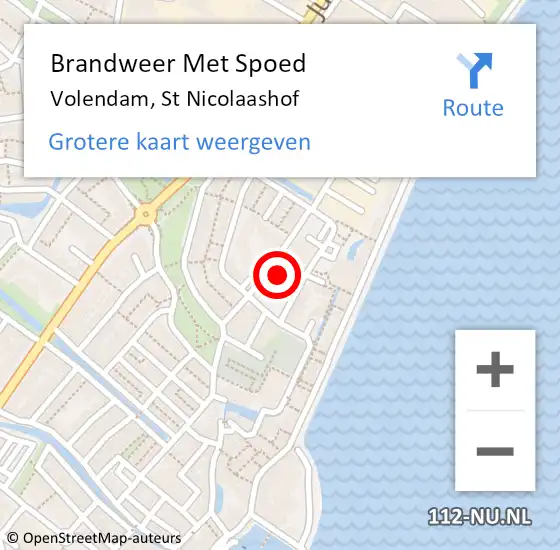 Locatie op kaart van de 112 melding: Brandweer Met Spoed Naar Volendam, St Nicolaashof op 12 september 2021 11:29