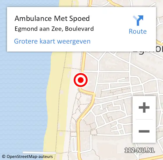 Locatie op kaart van de 112 melding: Ambulance Met Spoed Naar Egmond aan Zee, Boulevard op 22 juni 2014 18:20