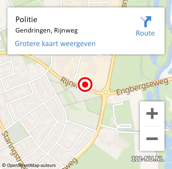 Locatie op kaart van de 112 melding: Politie Gendringen, Rijnweg op 12 september 2021 11:39