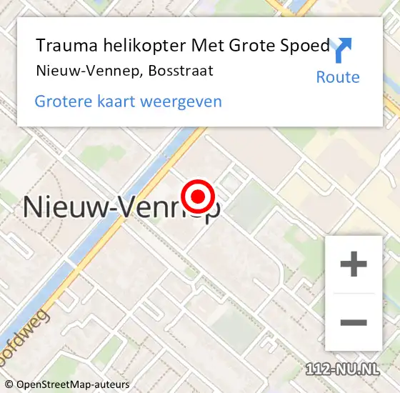 Locatie op kaart van de 112 melding: Trauma helikopter Met Grote Spoed Naar Nieuw-Vennep, Bosstraat op 12 september 2021 11:42