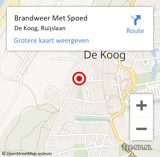 Locatie op kaart van de 112 melding: Brandweer Met Spoed Naar De Koog, Ruijslaan op 12 september 2021 11:43