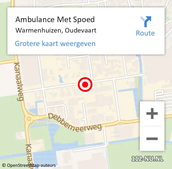 Locatie op kaart van de 112 melding: Ambulance Met Spoed Naar Warmenhuizen, Oudevaart op 12 september 2021 11:53