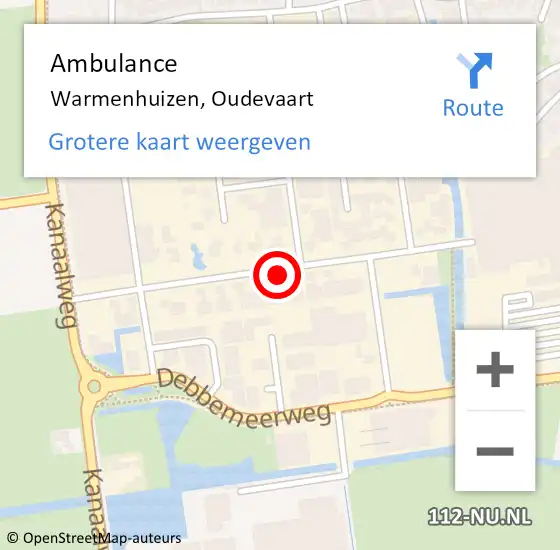 Locatie op kaart van de 112 melding: Ambulance Warmenhuizen, Oudevaart op 12 september 2021 11:54