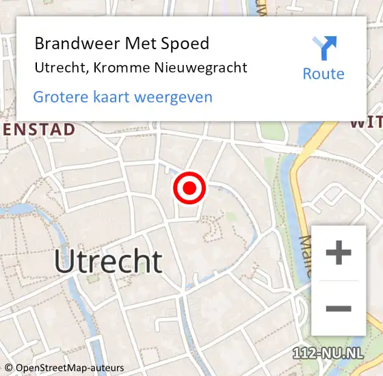 Locatie op kaart van de 112 melding: Brandweer Met Spoed Naar Utrecht, Kromme Nieuwegracht op 12 september 2021 11:55