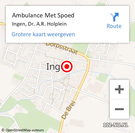 Locatie op kaart van de 112 melding: Ambulance Met Spoed Naar Ingen, Dr. A.R. Holplein op 12 september 2021 11:56