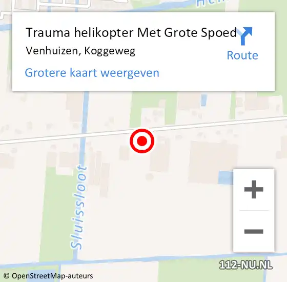Locatie op kaart van de 112 melding: Trauma helikopter Met Grote Spoed Naar Venhuizen, Koggeweg op 12 september 2021 12:21
