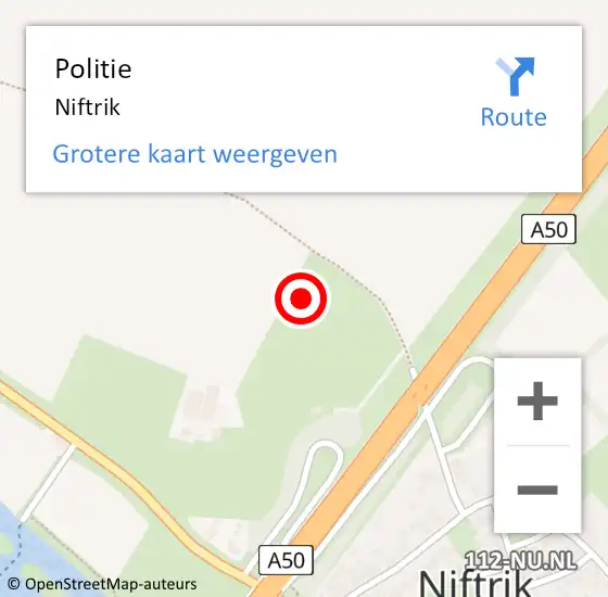 Locatie op kaart van de 112 melding: Politie Niftrik op 12 september 2021 12:45