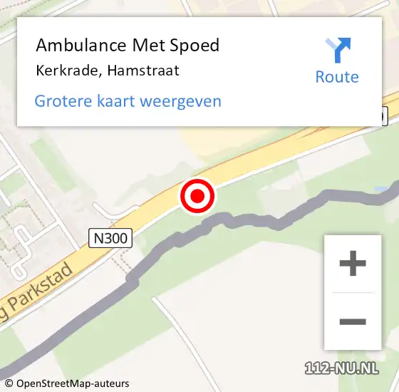 Locatie op kaart van de 112 melding: Ambulance Met Spoed Naar Kerkrade, Hamstraat op 12 september 2021 12:52