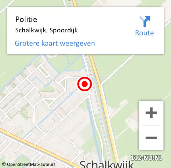 Locatie op kaart van de 112 melding: Politie Schalkwijk, Spoordijk op 12 september 2021 12:57