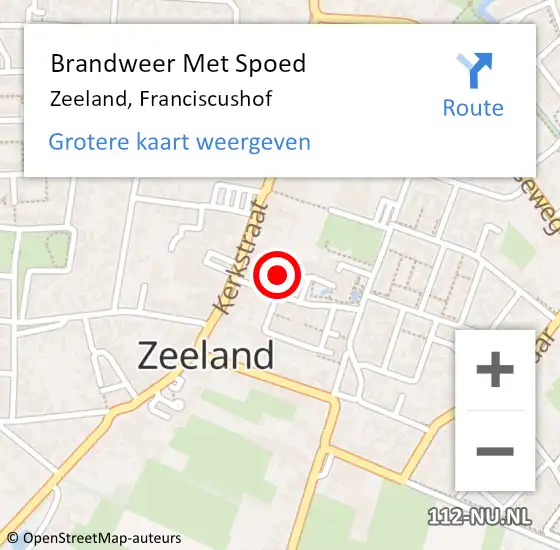 Locatie op kaart van de 112 melding: Brandweer Met Spoed Naar Zeeland, Franciscushof op 12 september 2021 13:01