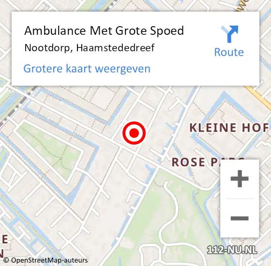 Locatie op kaart van de 112 melding: Ambulance Met Grote Spoed Naar Nootdorp, Haamstededreef op 12 september 2021 13:02