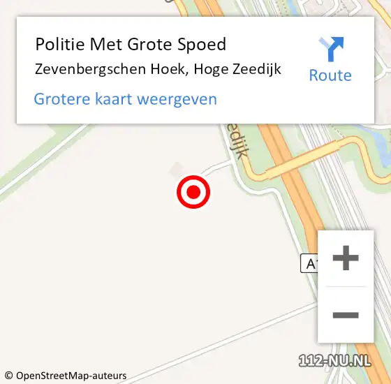 Locatie op kaart van de 112 melding: Politie Met Grote Spoed Naar Zevenbergschen Hoek, Hoge Zeedijk op 12 september 2021 13:08
