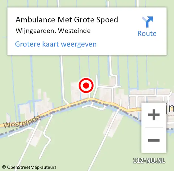 Locatie op kaart van de 112 melding: Ambulance Met Grote Spoed Naar Wijngaarden, Westeinde op 12 september 2021 13:10