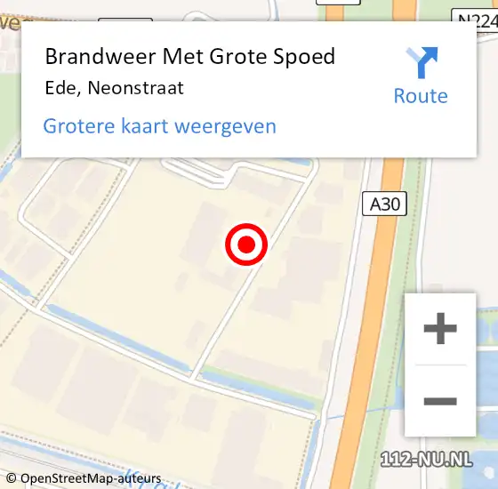 Locatie op kaart van de 112 melding: Brandweer Met Grote Spoed Naar Ede, Neonstraat op 12 september 2021 13:22