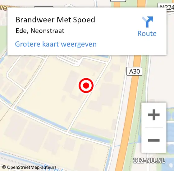 Locatie op kaart van de 112 melding: Brandweer Met Spoed Naar Ede, Neonstraat op 12 september 2021 13:24