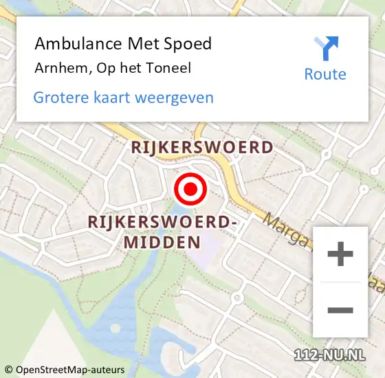 Locatie op kaart van de 112 melding: Ambulance Met Spoed Naar Arnhem, Op het Toneel op 12 september 2021 14:01