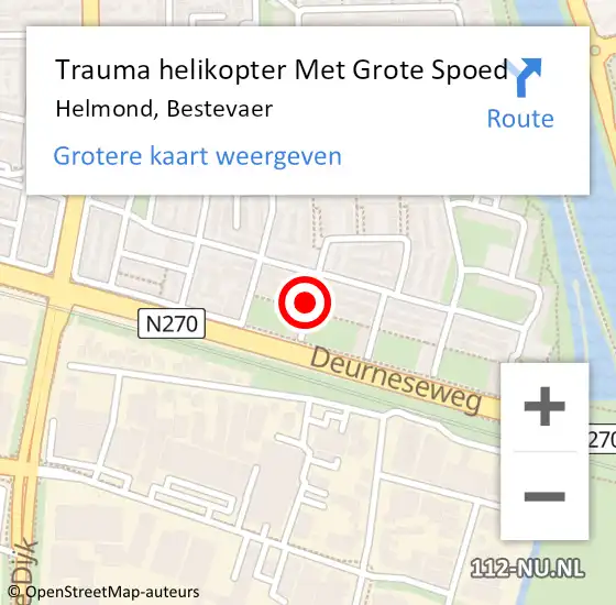 Locatie op kaart van de 112 melding: Trauma helikopter Met Grote Spoed Naar Helmond, Bestevaer op 12 september 2021 14:15