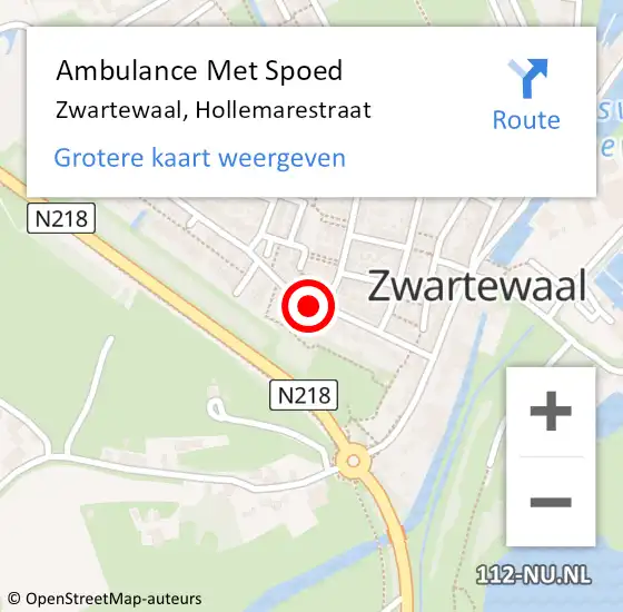 Locatie op kaart van de 112 melding: Ambulance Met Spoed Naar Zwartewaal, Hollemarestraat op 12 september 2021 14:38