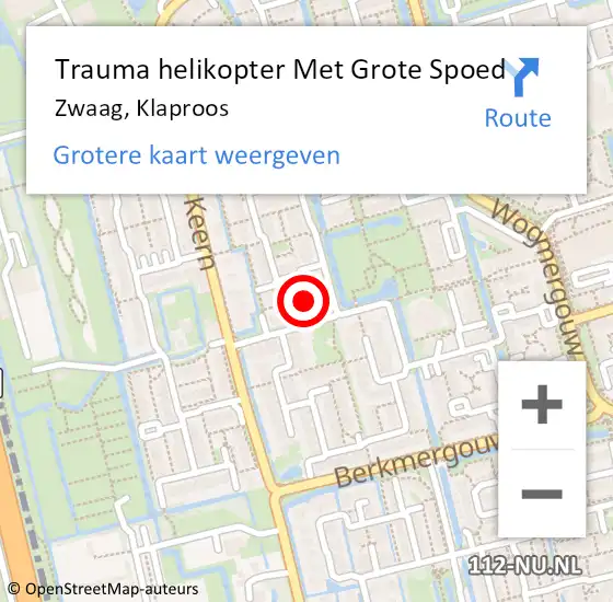 Locatie op kaart van de 112 melding: Trauma helikopter Met Grote Spoed Naar Zwaag, Klaproos op 12 september 2021 15:04