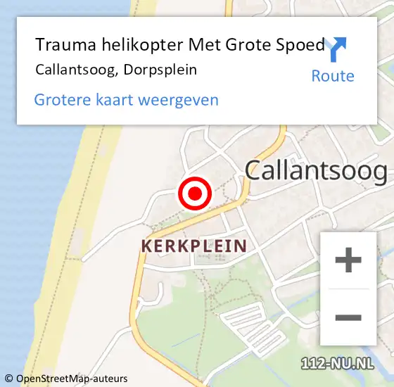 Locatie op kaart van de 112 melding: Trauma helikopter Met Grote Spoed Naar Callantsoog, Dorpsplein op 12 september 2021 15:06