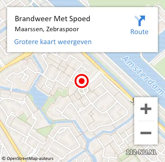 Locatie op kaart van de 112 melding: Brandweer Met Spoed Naar Maarssen, Zebraspoor op 12 september 2021 15:11