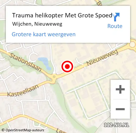 Locatie op kaart van de 112 melding: Trauma helikopter Met Grote Spoed Naar Wijchen, Nieuweweg op 12 september 2021 15:16