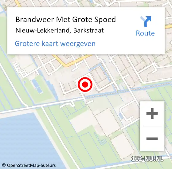 Locatie op kaart van de 112 melding: Brandweer Met Grote Spoed Naar Nieuw-Lekkerland, Barkstraat op 12 september 2021 15:22