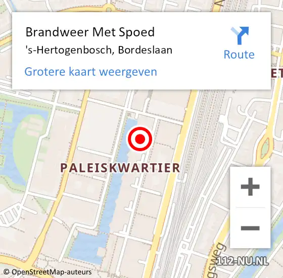 Locatie op kaart van de 112 melding: Brandweer Met Spoed Naar 's-Hertogenbosch, Bordeslaan op 12 september 2021 15:27