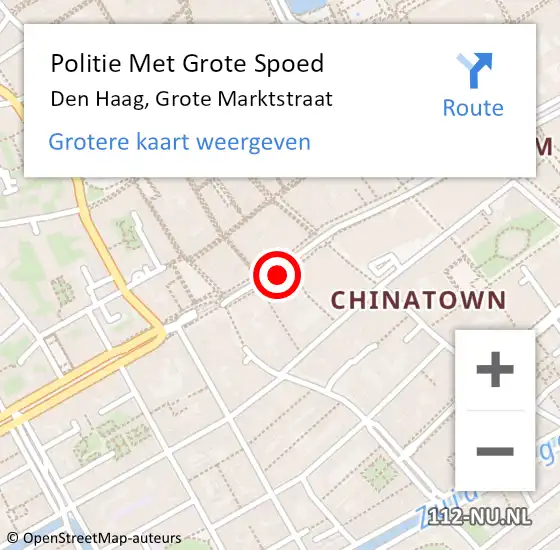 Locatie op kaart van de 112 melding: Politie Met Grote Spoed Naar Den Haag, Grote Marktstraat op 12 september 2021 15:42
