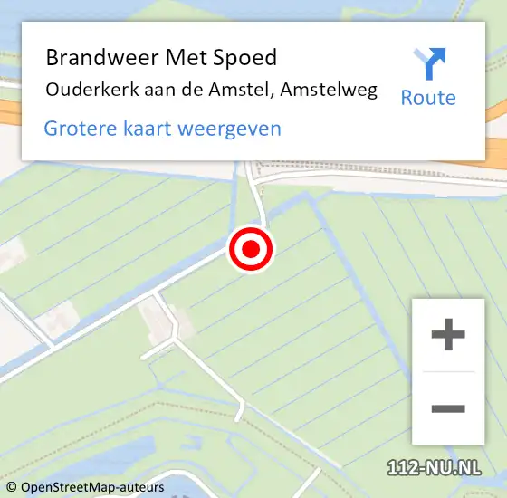 Locatie op kaart van de 112 melding: Brandweer Met Spoed Naar Ouderkerk aan de Amstel, Amstelweg op 12 september 2021 16:19