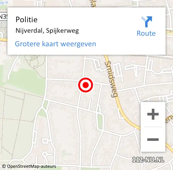 Locatie op kaart van de 112 melding: Politie Nijverdal, Spijkerweg op 12 september 2021 16:33