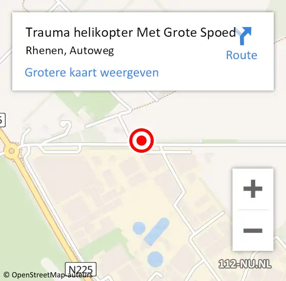 Locatie op kaart van de 112 melding: Trauma helikopter Met Grote Spoed Naar Rhenen, Autoweg op 12 september 2021 16:48