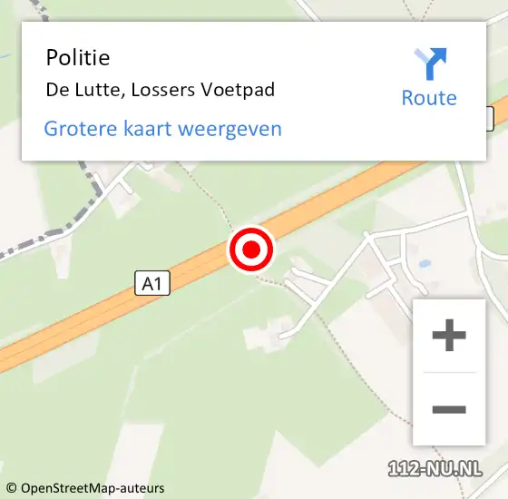 Locatie op kaart van de 112 melding: Politie De Lutte, Lossers Voetpad op 12 september 2021 16:55