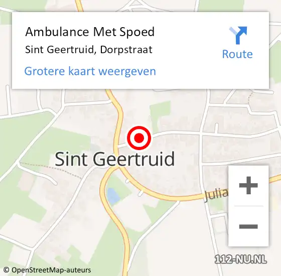 Locatie op kaart van de 112 melding: Ambulance Met Spoed Naar Sint Geertruid, Dorpstraat op 22 juni 2014 19:01