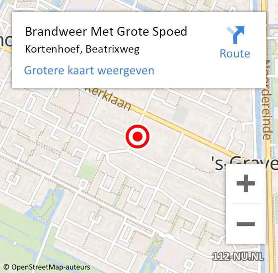 Locatie op kaart van de 112 melding: Brandweer Met Grote Spoed Naar Kortenhoef, Beatrixweg op 22 juni 2014 19:04