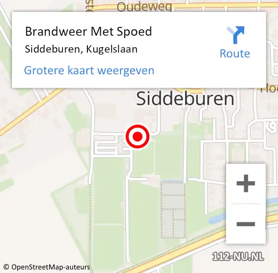 Locatie op kaart van de 112 melding: Brandweer Met Spoed Naar Siddeburen, Kugelslaan op 12 september 2021 17:24