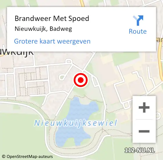 Locatie op kaart van de 112 melding: Brandweer Met Spoed Naar Nieuwkuijk, Badweg op 12 september 2021 17:25
