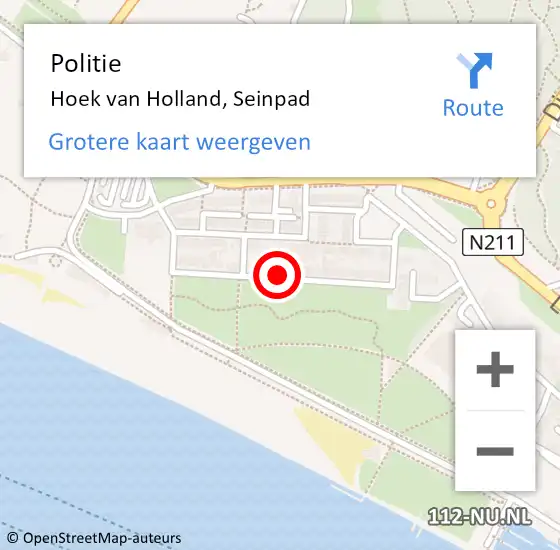 Locatie op kaart van de 112 melding: Politie Hoek van Holland, Seinpad op 12 september 2021 17:27