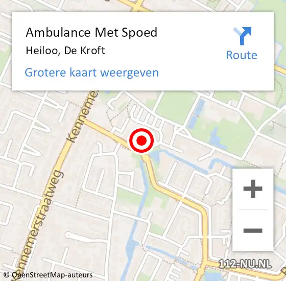 Locatie op kaart van de 112 melding: Ambulance Met Spoed Naar Heiloo, De Kroft op 12 september 2021 17:34