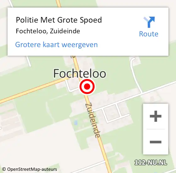 Locatie op kaart van de 112 melding: Politie Met Grote Spoed Naar Fochteloo, Zuideinde op 12 september 2021 17:39