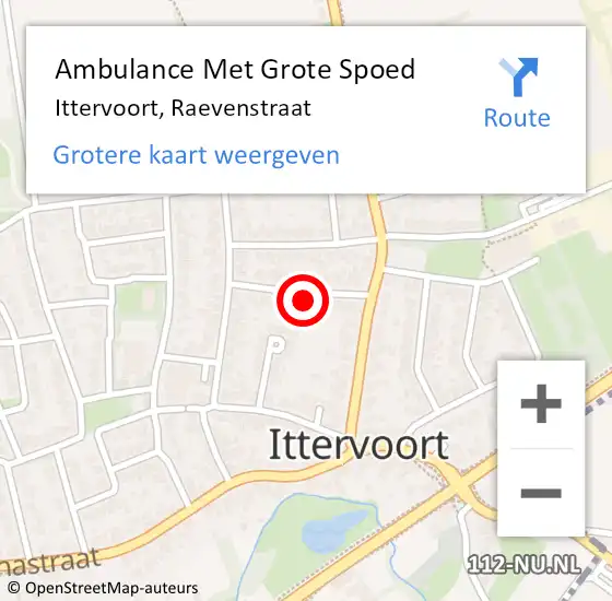 Locatie op kaart van de 112 melding: Ambulance Met Grote Spoed Naar Ittervoort, Raevenstraat op 12 september 2021 17:44