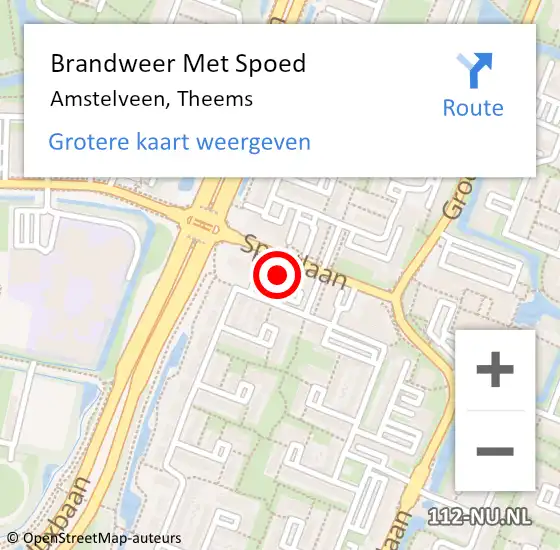 Locatie op kaart van de 112 melding: Brandweer Met Spoed Naar Amstelveen, Theems op 12 september 2021 18:03