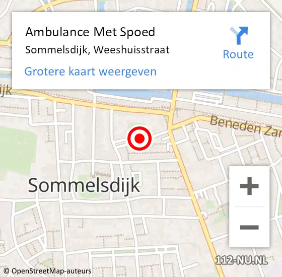 Locatie op kaart van de 112 melding: Ambulance Met Spoed Naar Sommelsdijk, Weeshuisstraat op 12 september 2021 18:20