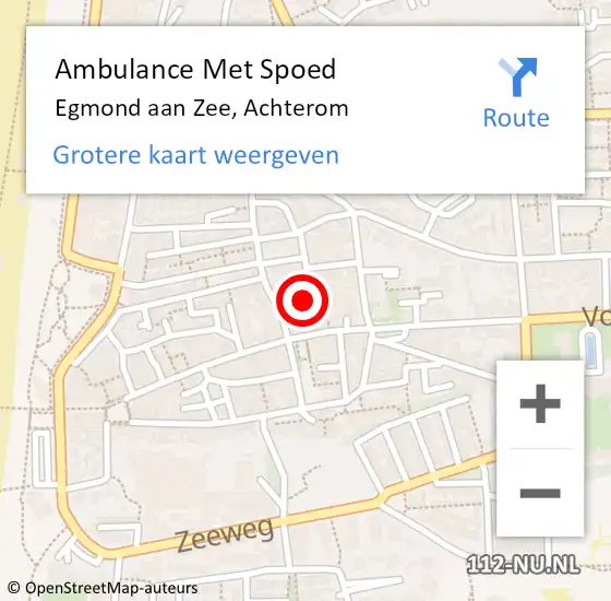 Locatie op kaart van de 112 melding: Ambulance Met Spoed Naar Egmond aan Zee, Achterom op 12 september 2021 18:21