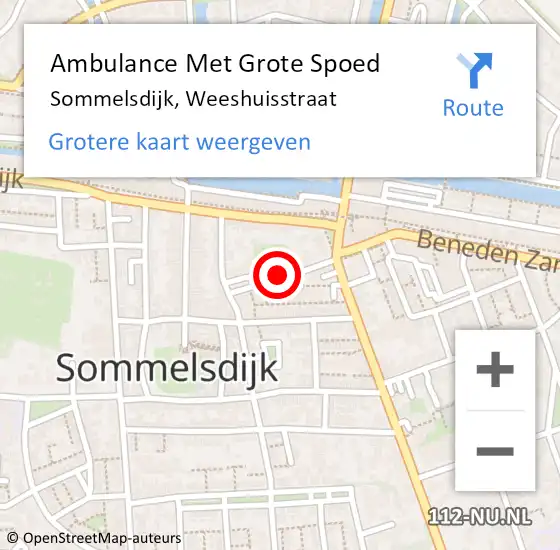 Locatie op kaart van de 112 melding: Ambulance Met Grote Spoed Naar Sommelsdijk, Weeshuisstraat op 12 september 2021 18:25